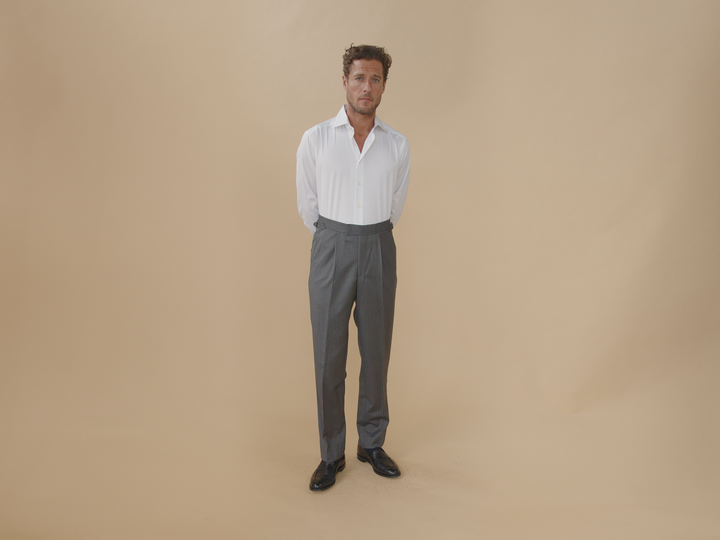 Duke Mid Grey Flannel Trousers