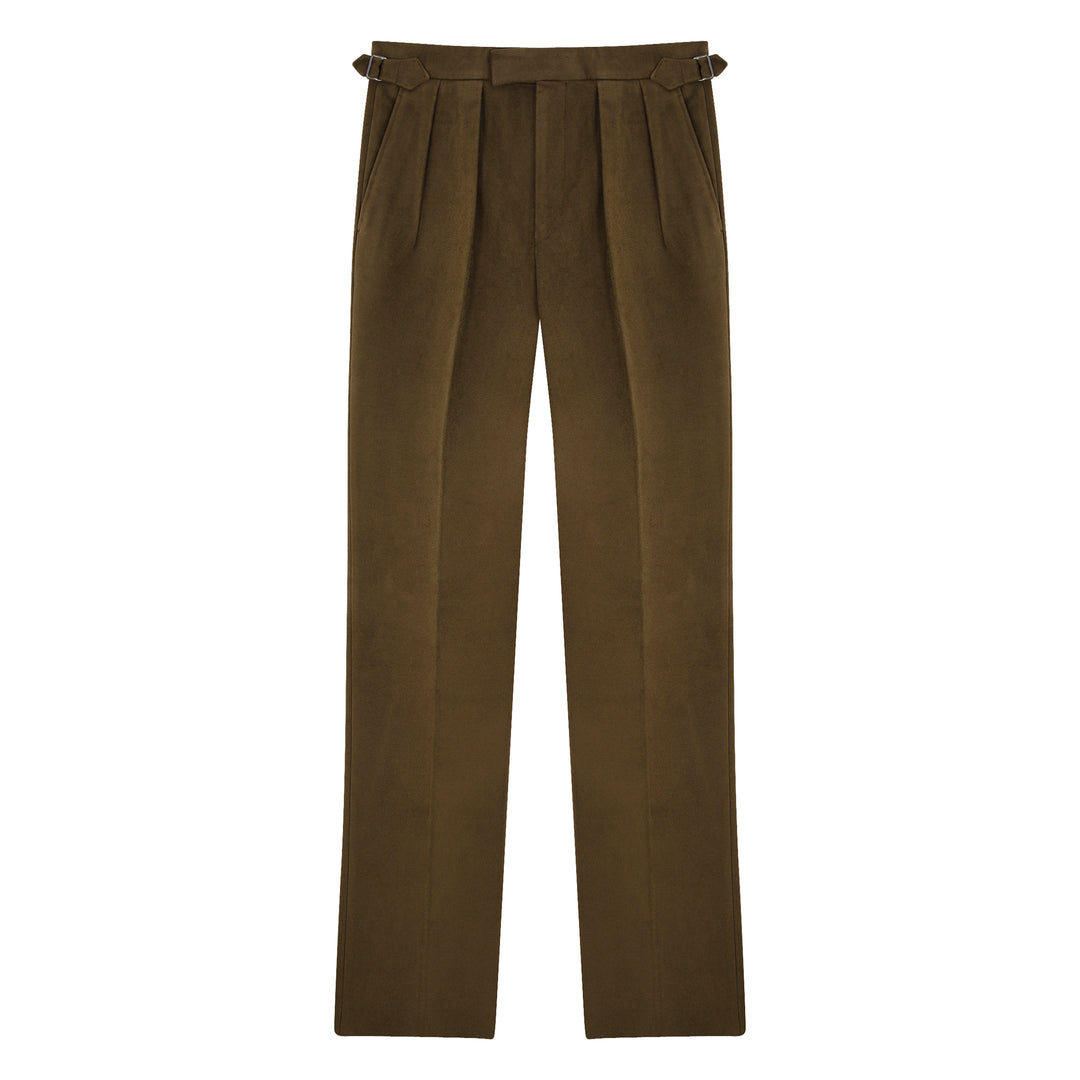 Aleks Dark-Brown Cotton Moleskin Trousers