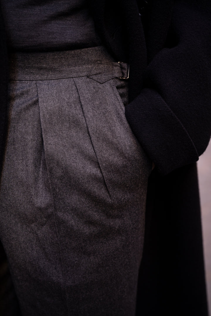 Aleks Grey Wool Cashmere Flannel Trousers
