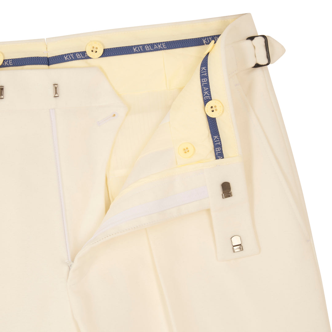 Grant White Cotton Moleskin Trousers