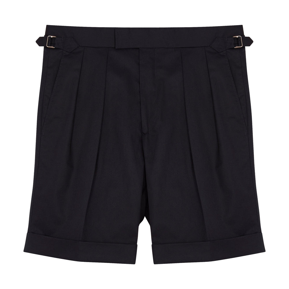 Windsor Navy Cotton And Linen Shorts-Kit Blake-savilerowtrousers